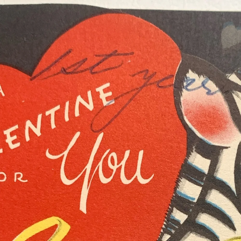Vintage 1940’s Era Zebra Valentine Card by American Greeting Card Baby Card